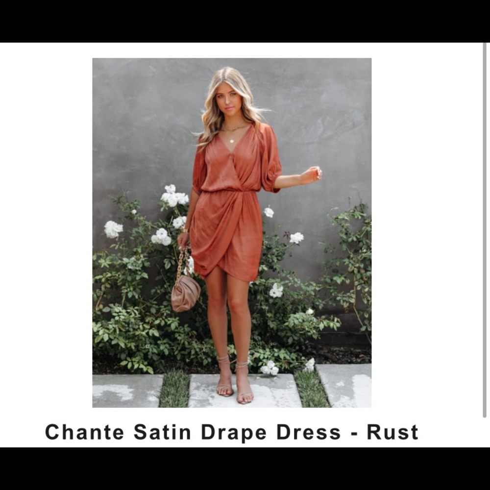 Vici Dolls - Rust Satin Drape Dress
